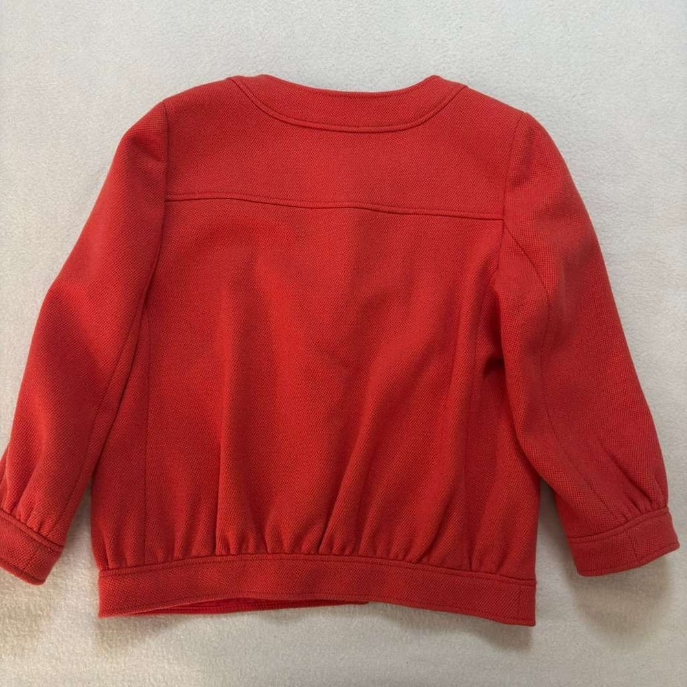 J. Crew Ruby Red Wool Blend Collarless Elegant Bu… - image 5